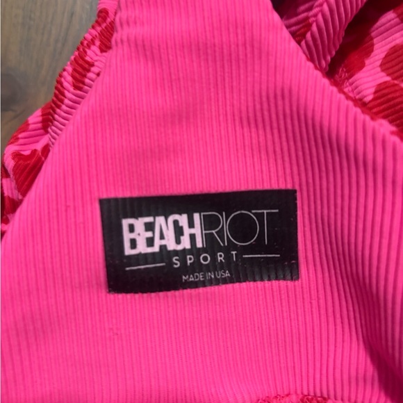 Pink and Red Leopard Print Sports Bra - Picture 3 of 4